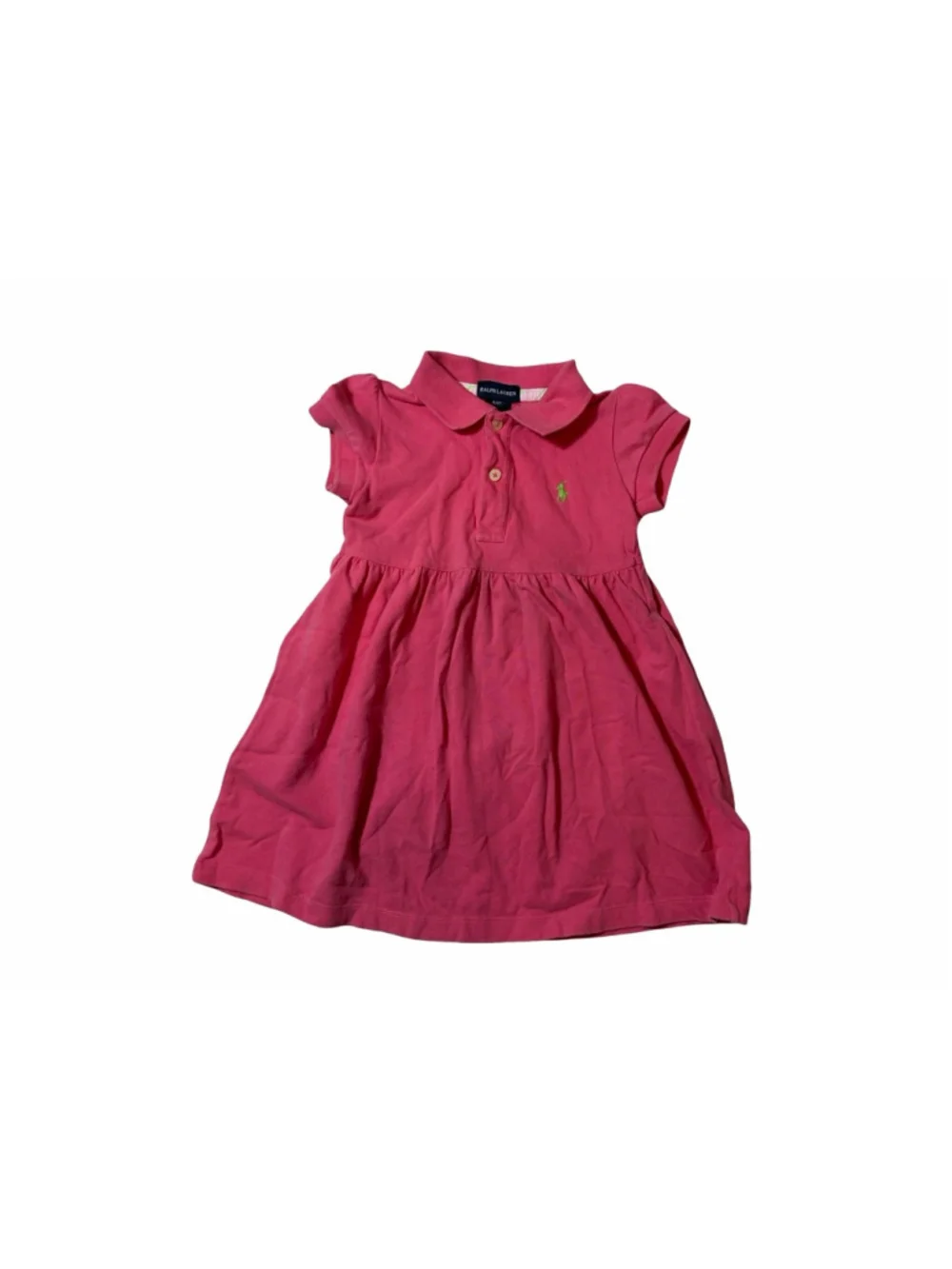 Ralph Lauren Girls Pink Polo Dress Size 4/4T Pony Logo Collared Preppy
